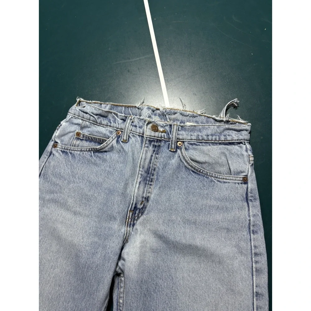 Vtg Levis 505 Orange Tab Jeans 30x29 Straight Leg Light Wash Distressed USA 90s